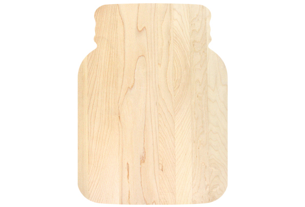 Novelty mason jar shaped maple cutting board