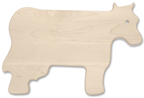 Cow shaped maple cutting board